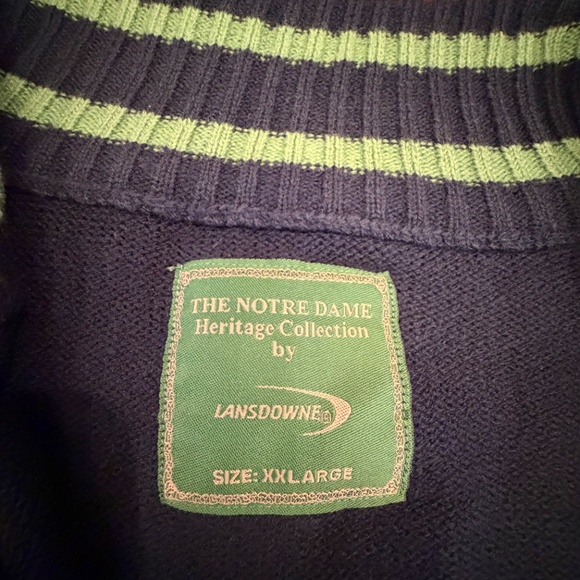 Notre Dame Blue Cardigan Full Zip Sweater, Embroidered, High Neck, Size 2XL - Picture 8 of 10